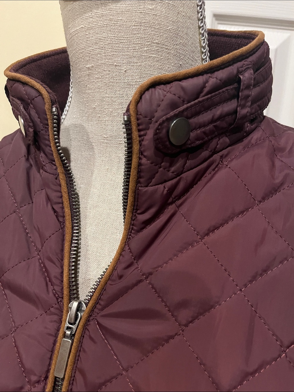 Women's Quilted Eggplant Purple Puffer Jacket with Zip Front - Picture 2 of 6